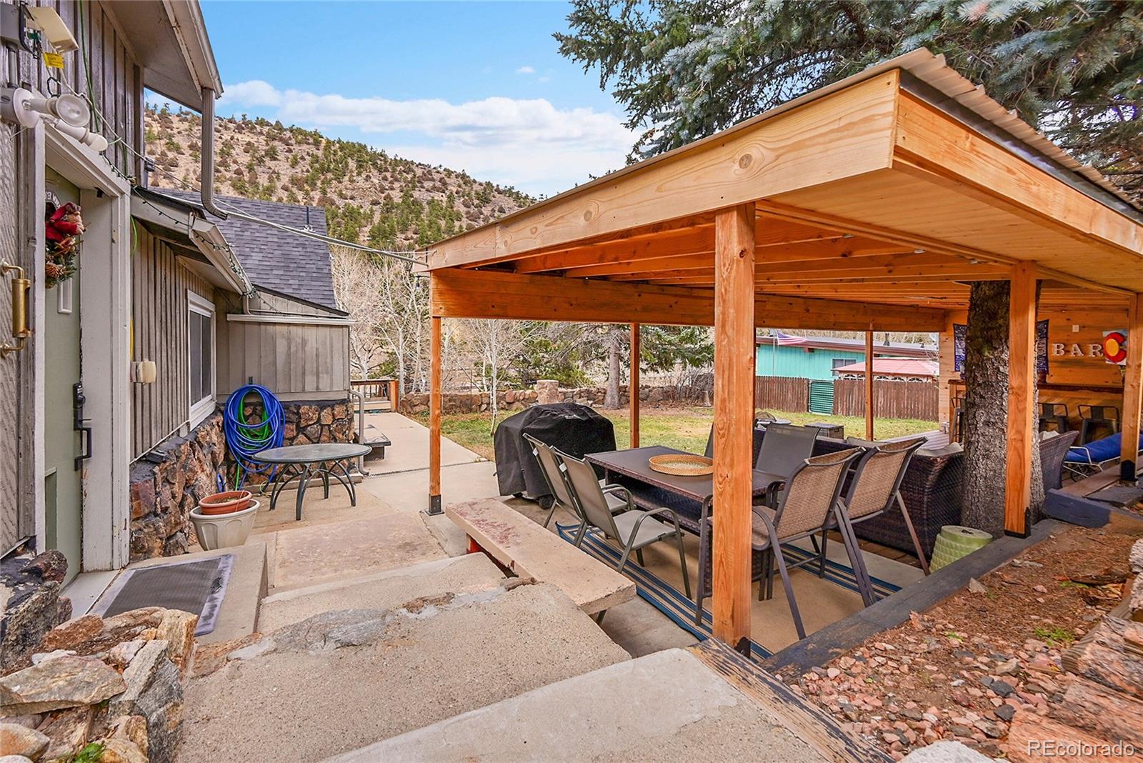 3645 Stanley Road Dumont, CO 80436 - Photo 21 of 40 a view of a patio with a table and chairs