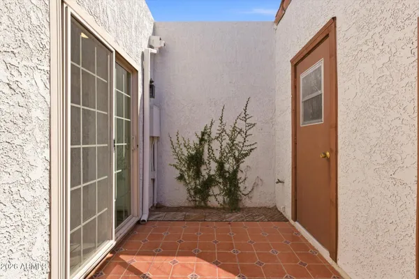 a view of a house with backyard and porch