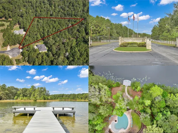 a view of a lake with a building in the background