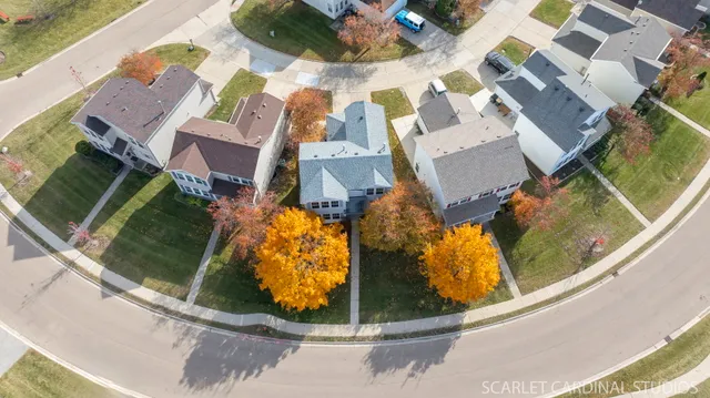 an aerial view of a house