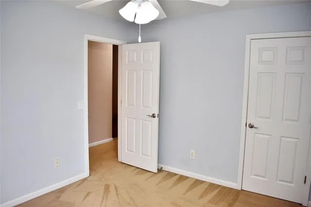 an empty room with a door