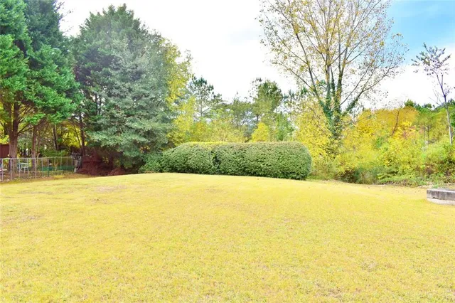 a view of an outdoor space and swimming pool