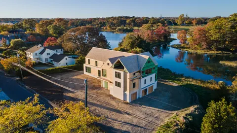 an aerial view of multiple houses