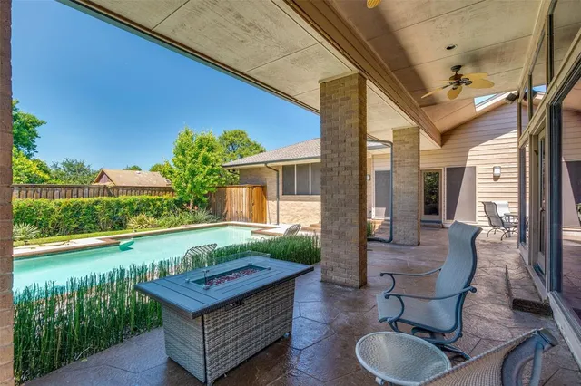a view of a patio with chair and table in the patio