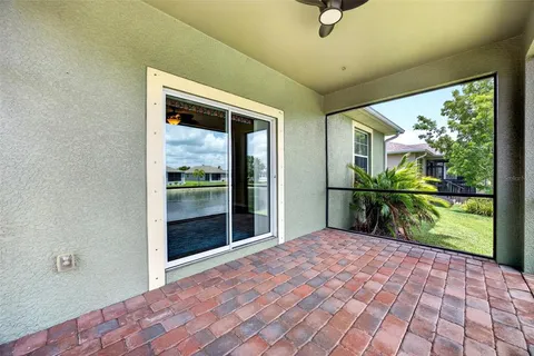 a view of a porch and garden