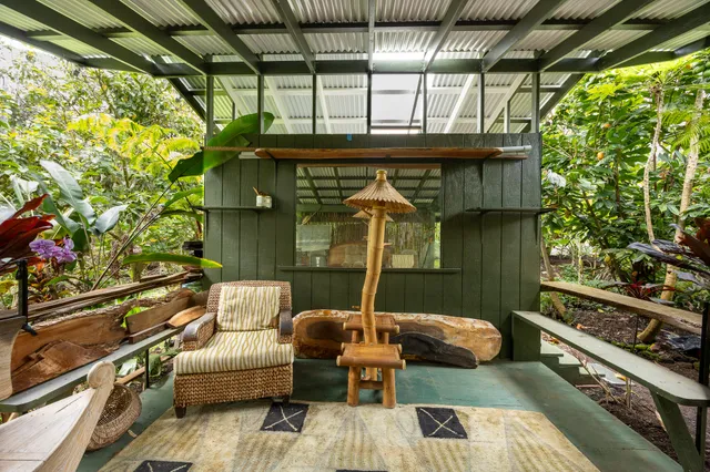 a view of a garden from a window