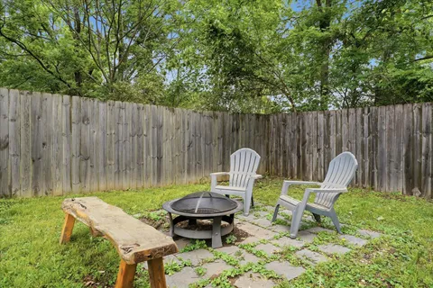 a view of a chairs in backyard of the house