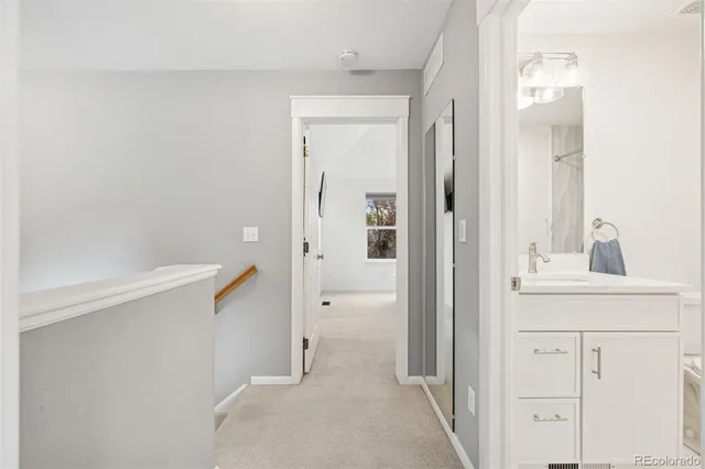 a bathroom with a shower and a sink