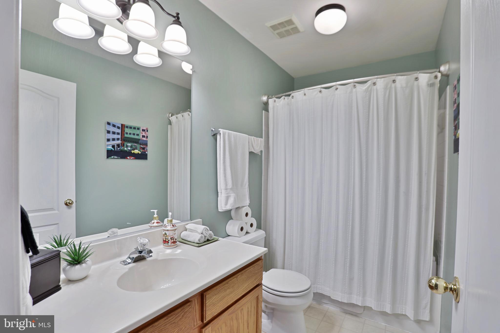 97 Webb Court Frederick, MD 21702 - Photo 29 of 34 a bathroom with a sink a toilet and a large mirror