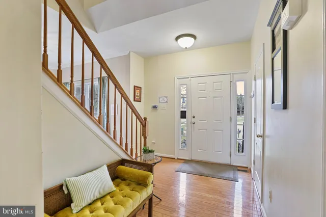 a view of stairs and furniture