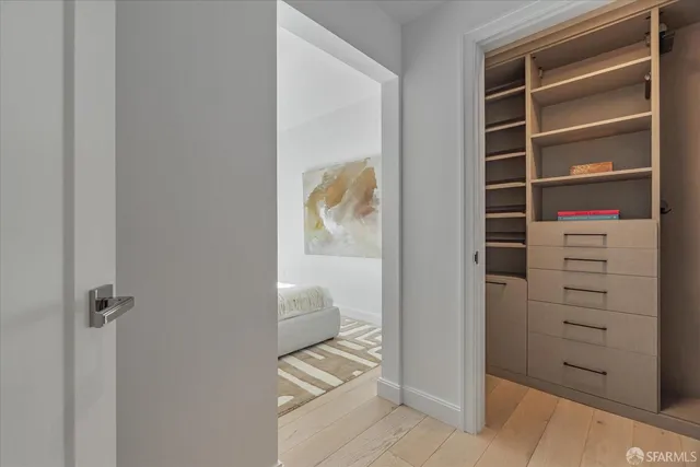 a close up view of a closet