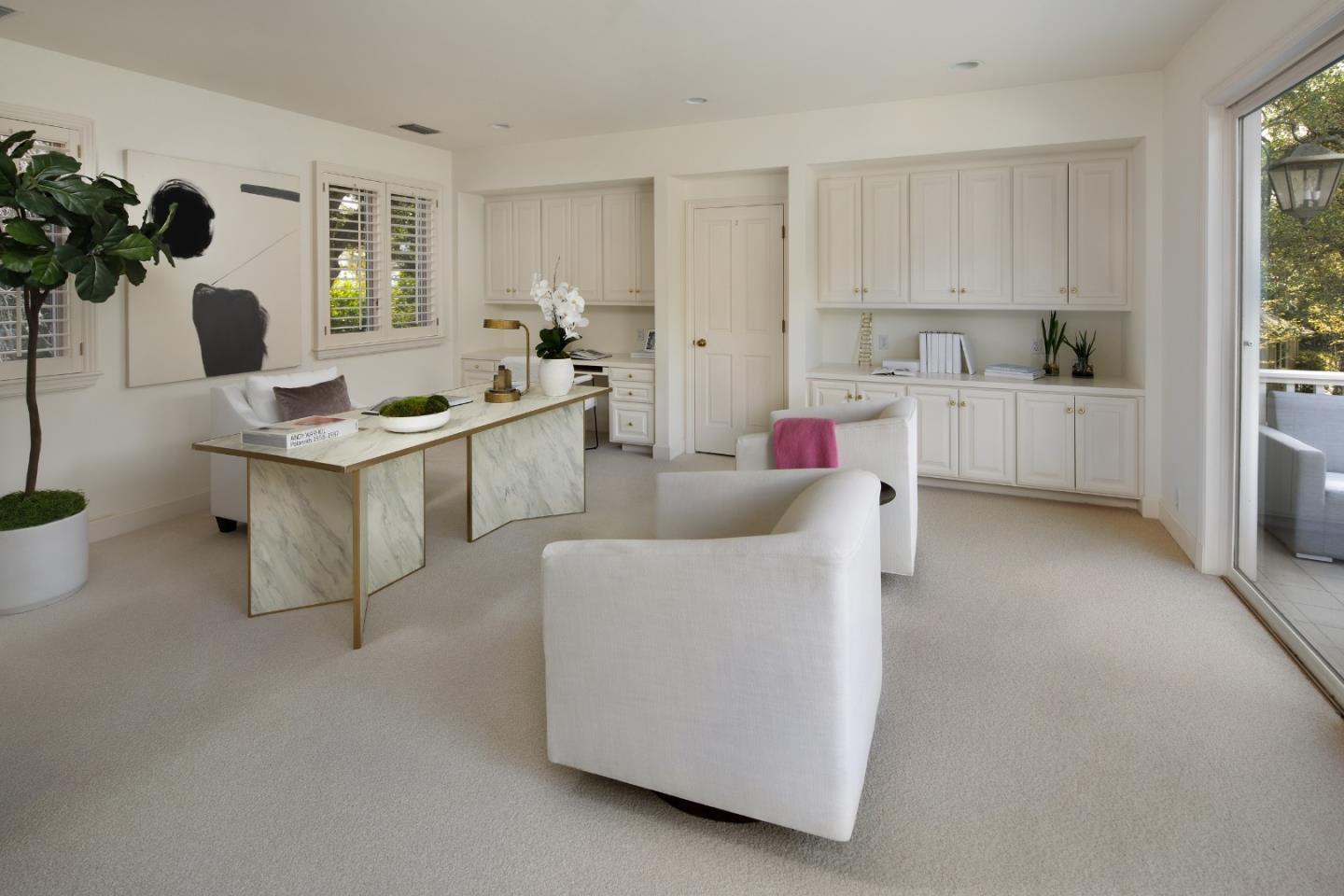 191 Britton Avenue Atherton, CA 94027 - Photo 14 of 23 a living room with stainless steel appliances kitchen island furniture and a potted plant