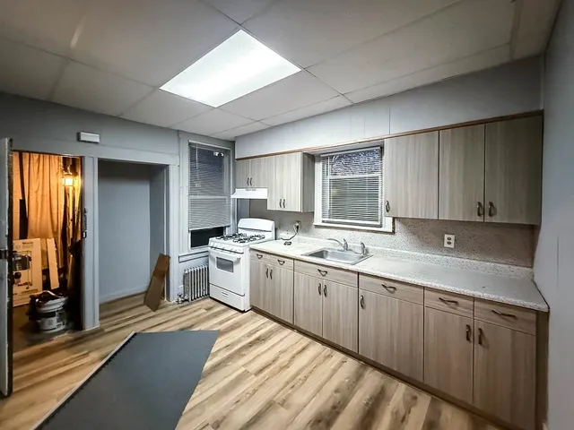 an empty room with windows