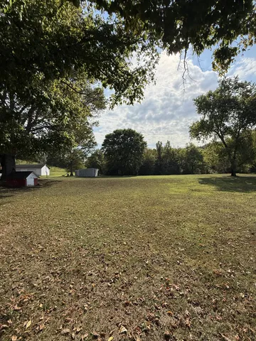 a view of a field with an trees