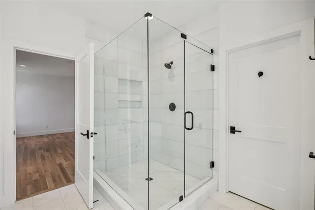 a bathroom with a shower