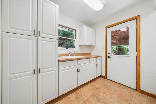 a view of a kitchen with window
