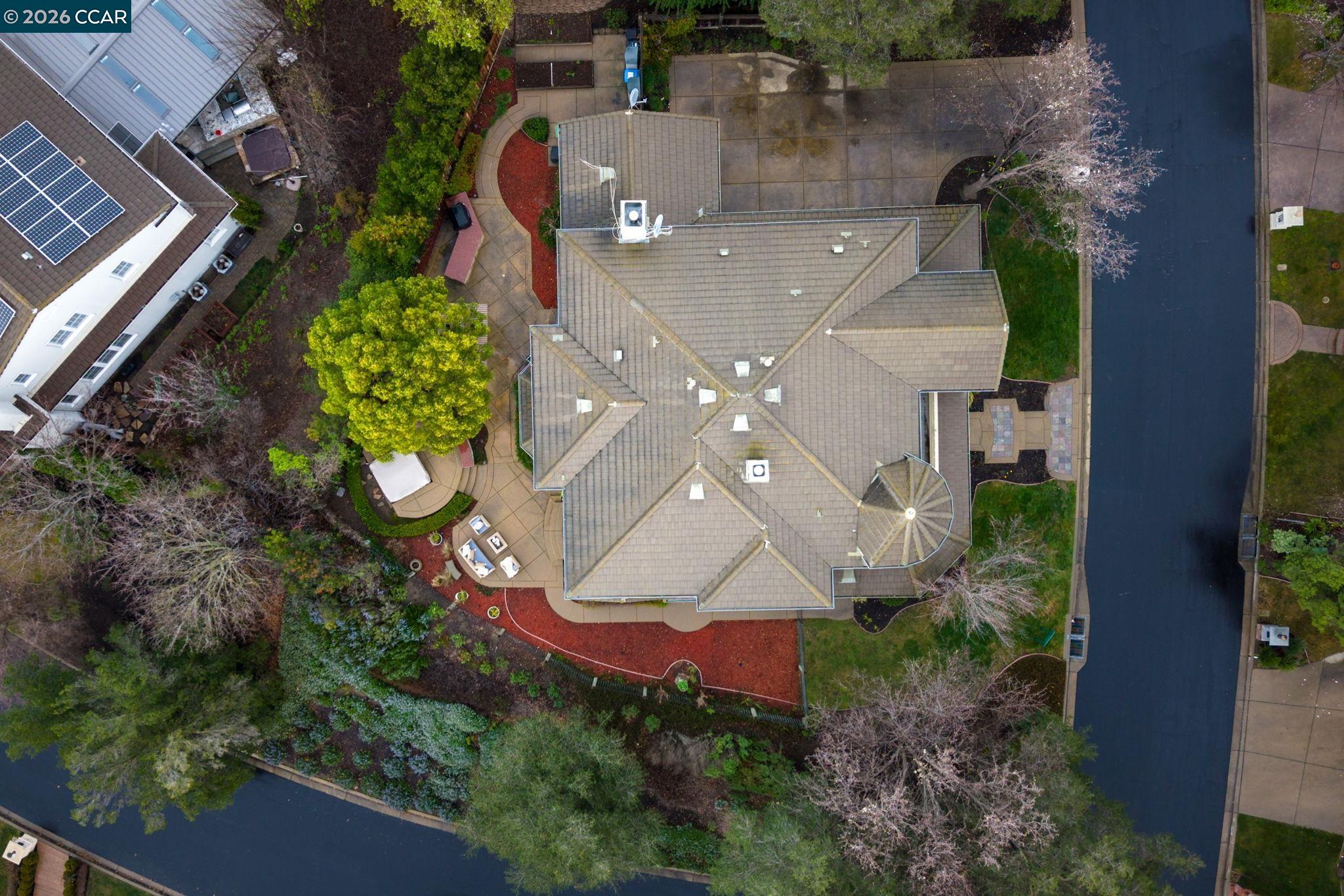 135 Diablo Ranch Court Danville, CA 94506 - Photo 58 of 60 an aerial view of a house with yard and outdoor seating