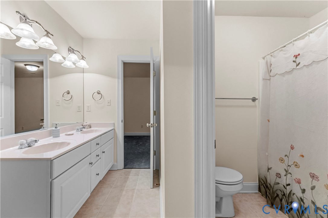270 Petersburg Road Powhatan, VA 23139 - Photo 61 of 90 a bathroom with a double vanity sink mirror and toilet