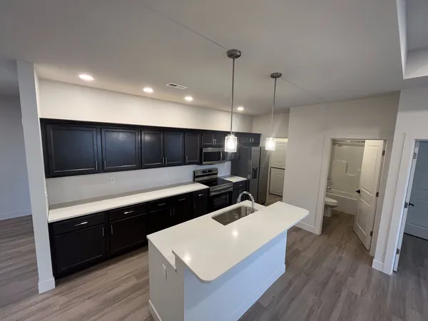 a view of a kitchen counter space