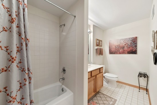 1705 Pavilion Way, Unit 504 Park Ridge, IL 60068 - Photo 15 of 15 a bathroom with a toilet a sink a bath tub and shower curtain