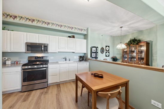 1705 Pavilion Way, Unit 504 Park Ridge, IL 60068 - Photo 8 of 15 a kitchen with a stove a sink and a refrigerator