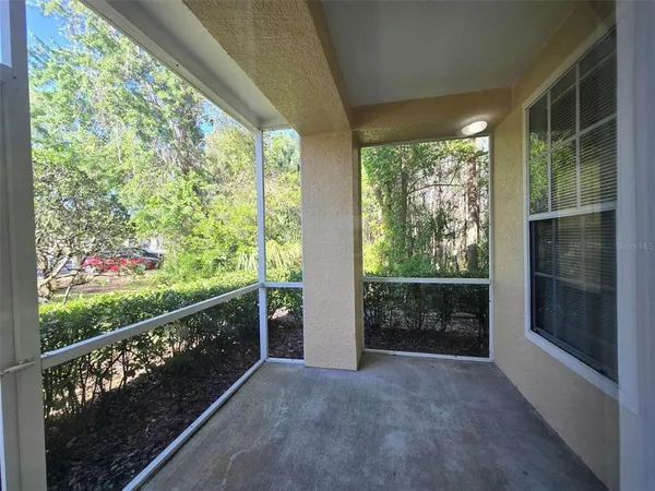 a view of backyard from balcony