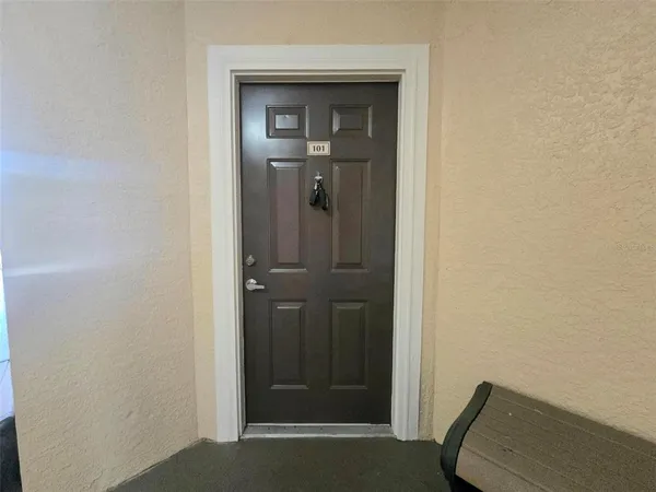 view of room with mirror