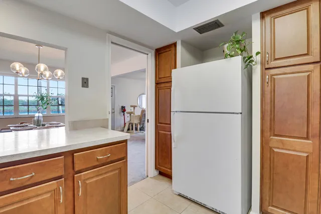 a kitchen with a refrigerator and a sink