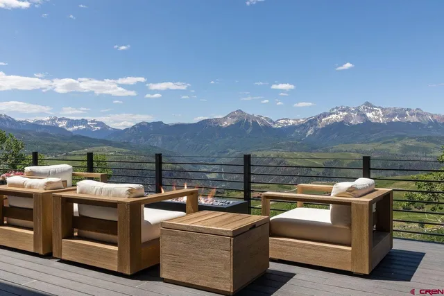 a view of a terrace with couches