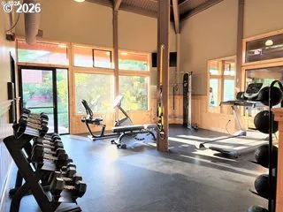 a view of outdoor space with seating