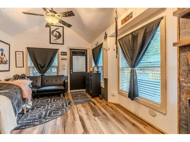 a living room with a couch and a table