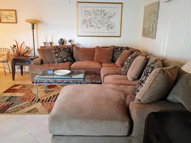 a living room with furniture