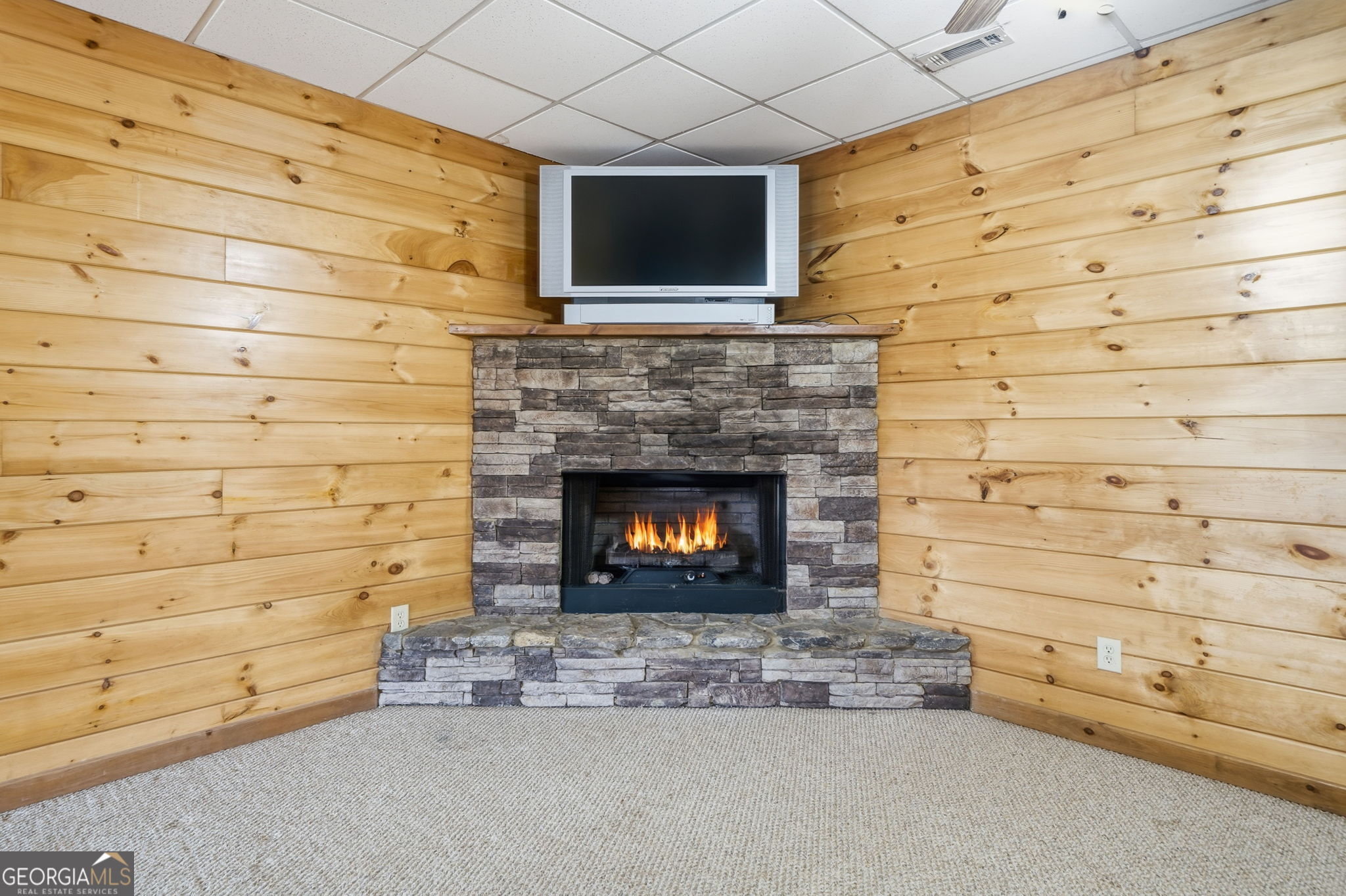 648 Stuart Mountain Road Mineral Bluff, GA 30559 - Photo 24 of 42 a living room with a fireplace