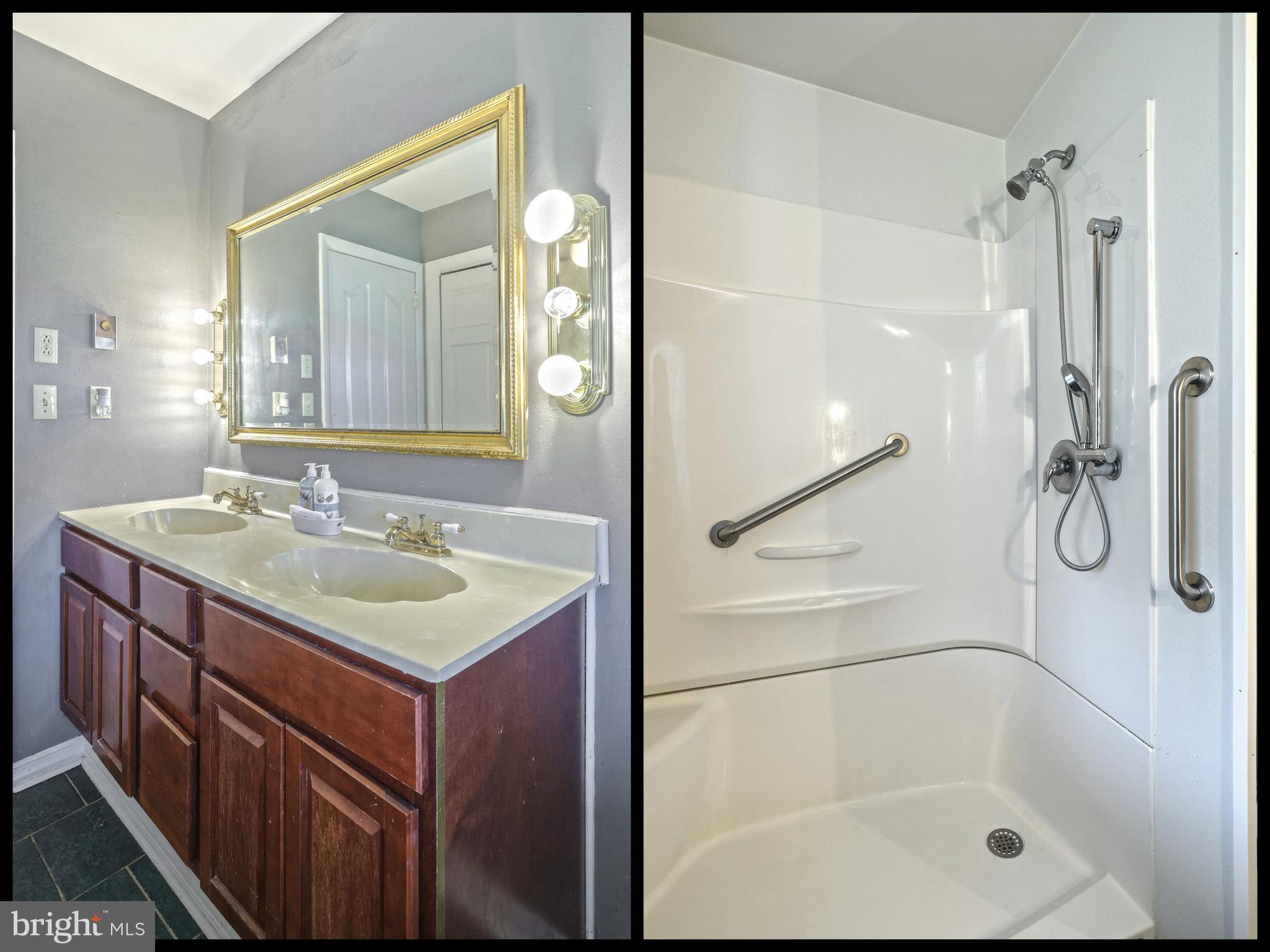 147 Mud College Road Littlestown, PA 17340 - Photo 20 of 43 a bathroom with a shower sink and mirror