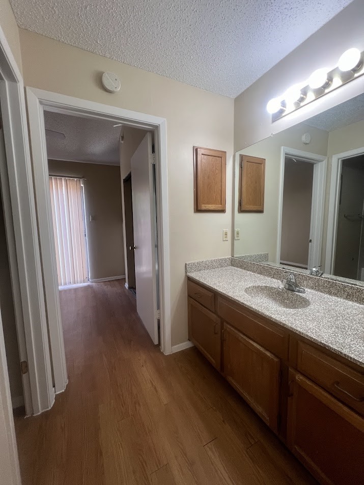 2210 Pearl Street, Unit 302 Austin, TX 78705 - Photo 12 of 18 a bathroom with a sink and a large mirror