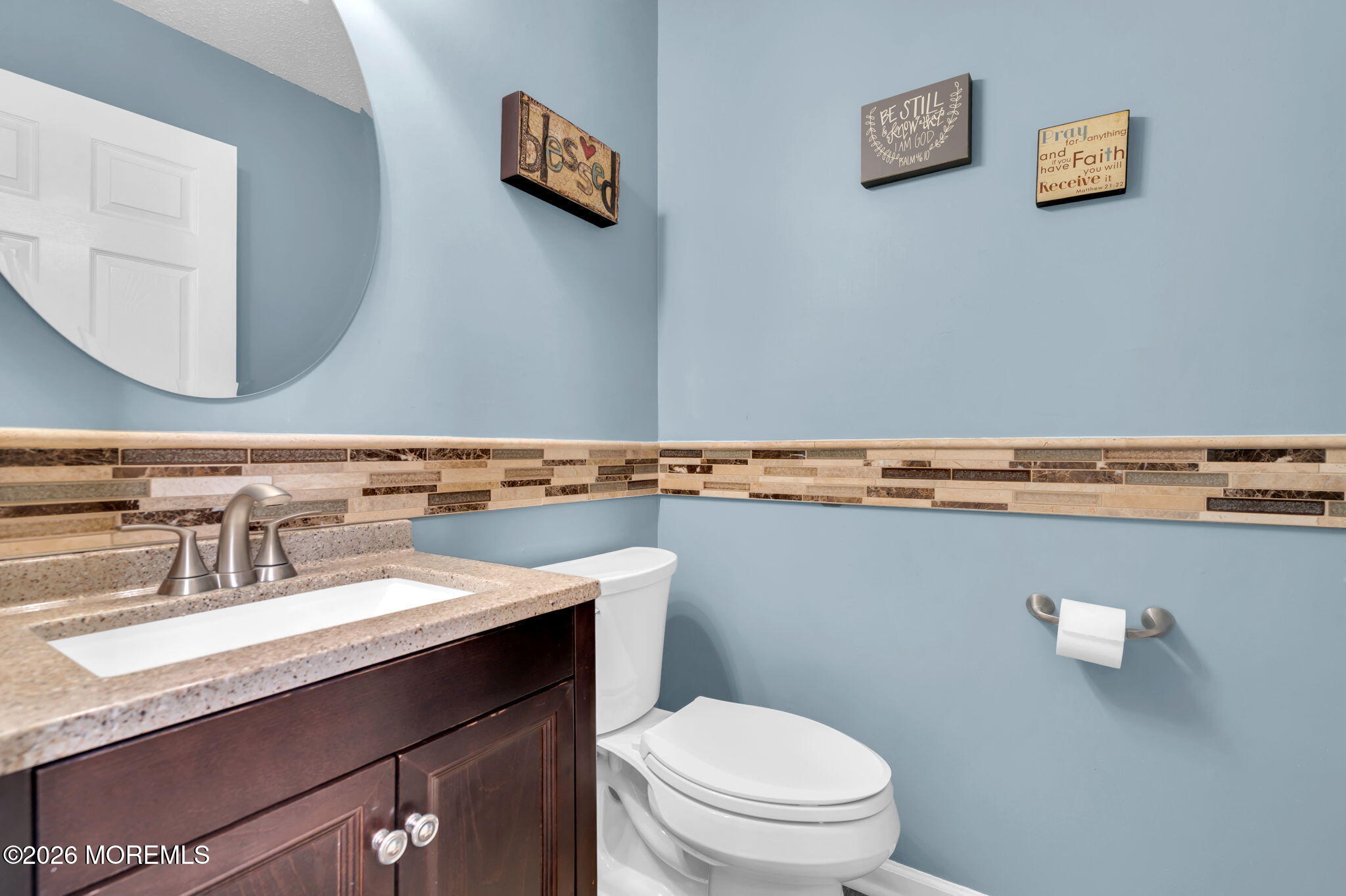 93 West Shenendoah Road Howell, NJ 07731 - Photo 19 of 30 a bathroom with a granite countertop toilet sink and mirror