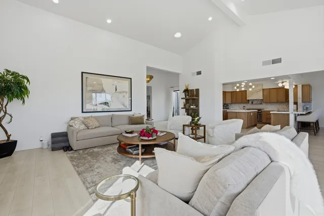 a living room with furniture or couch and a potted plant
