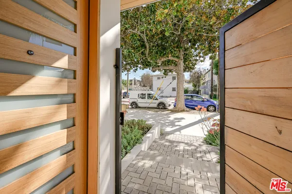 a view of a potted plant in front of a building