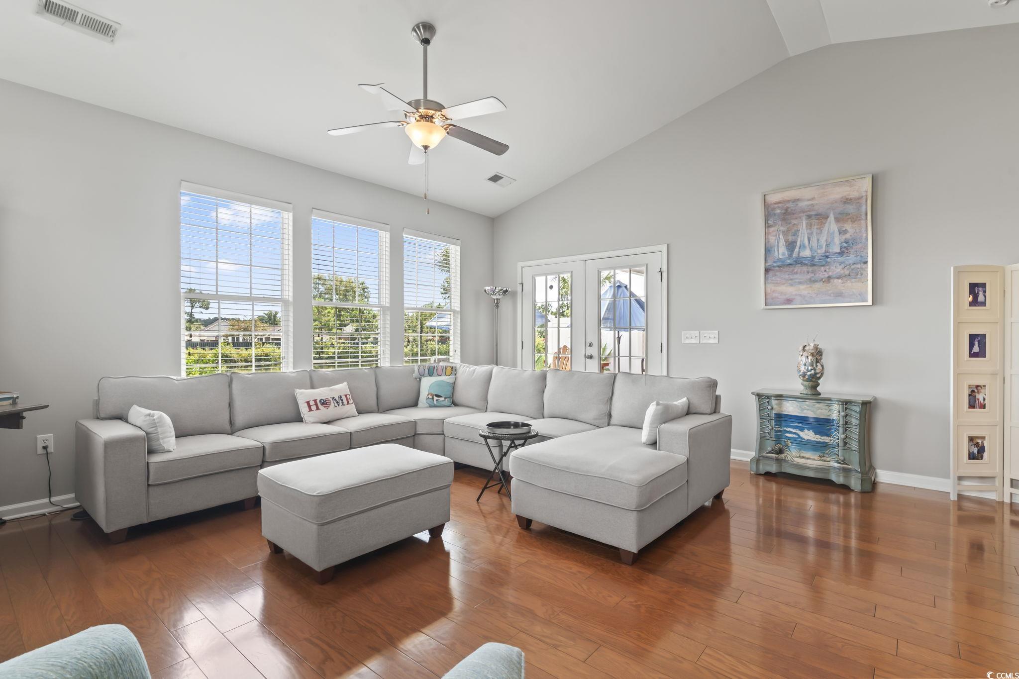 5060 Prato Loop Myrtle Beach, SC 29579 - Photo 17 of 40 Living room with french doors, ceiling fan, dark h