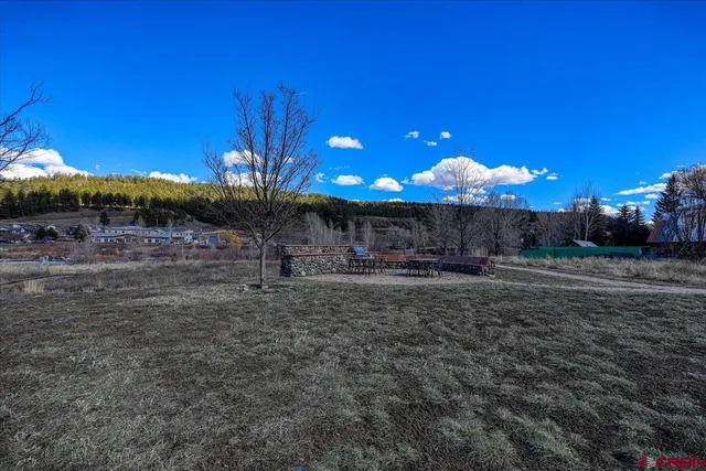 a view of a yard with an outdoor space