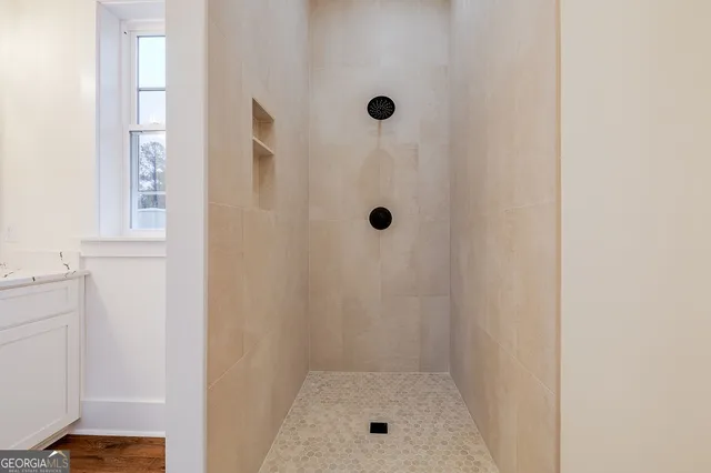 a bathroom with a shower