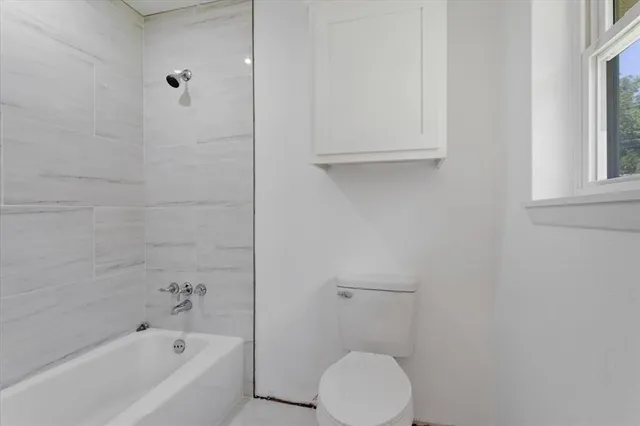 a bathroom with a toilet and a bathtub