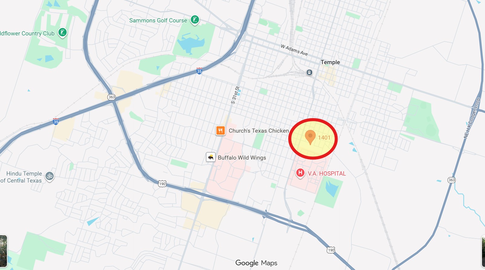 1401 South 2nd Street Temple, TX 76504 - Photo 2 of 2 a bathroom with a sink a mirror and a shower curtain