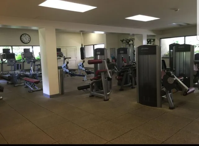 a view of a room with gym equipment