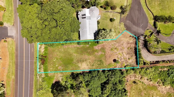 an aerial view of a residential houses with yard