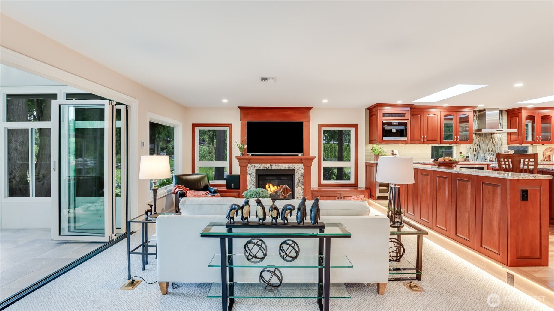2171 North 122nd Place Seattle, WA 98133 - Photo 10 of 40 a living room with fireplace furniture and a flat screen tv