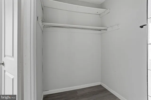 a view of an empty walk in closet
