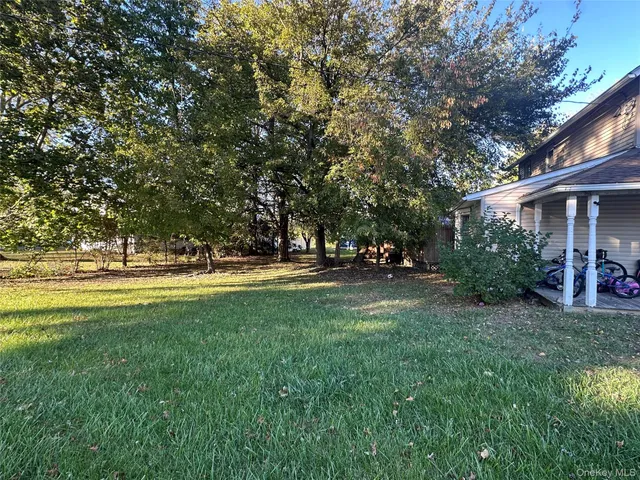 a view of outdoor space with garden and trees
