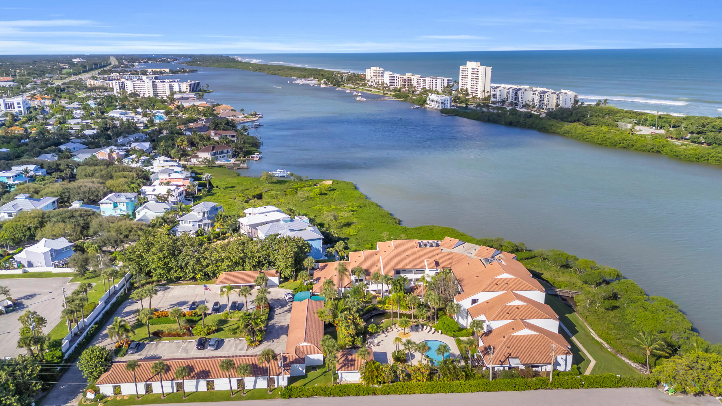 200 Waterway Road, Unit 206 Tequesta, FL 33469 - Photo 44 of 49 an aerial view of a residential houses with an outdoor space