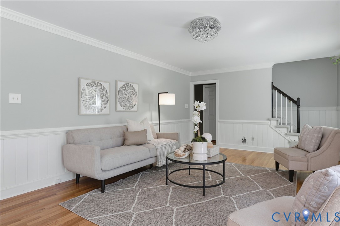 2311 Castle Hill Road Midlothian, VA 23113 - Photo 8 of 39 Hardwood flooring, crown molding, wainscoting, and